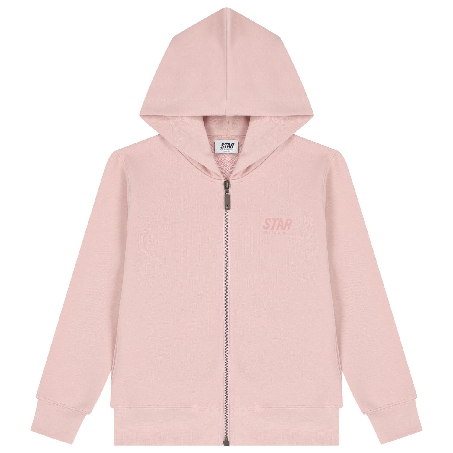 Girls Pink Logo Hooded Zip Up Top, 1, hi-res