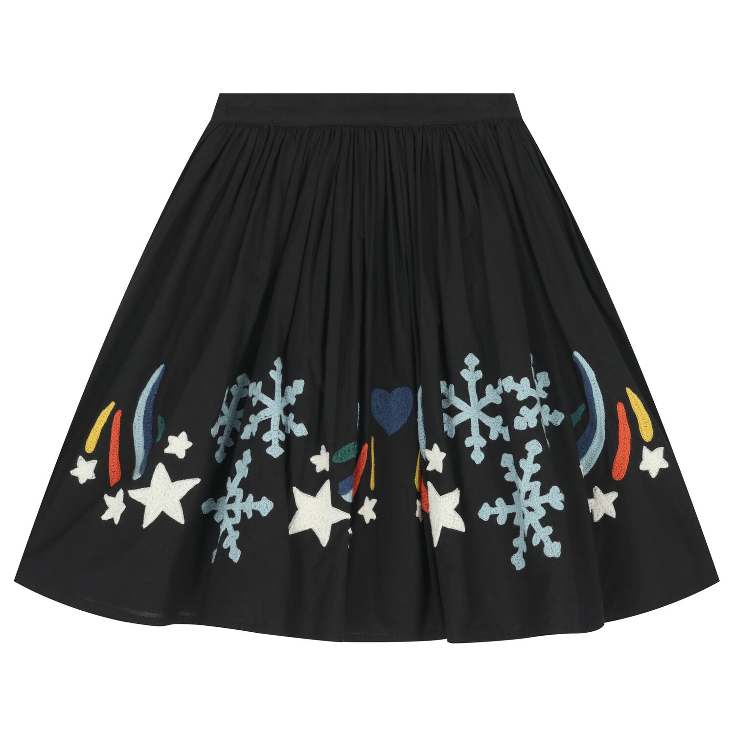 Girls Black Snowflakes Skirt, 1, hi-res