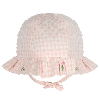 Baby Girls Pink Floral Gingham Hat