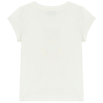 Girls Ivory Teddy Bear Logo T-Shirt