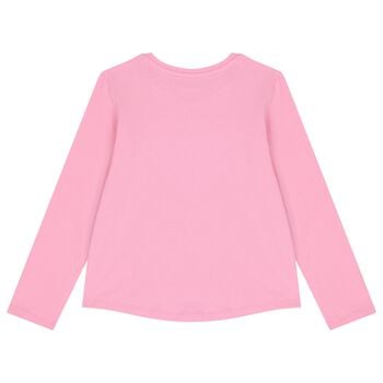 Girls Pink Logo Long Sleeve Top