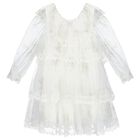 Girls Ivory Floral Tulle Dress, 1, hi-res