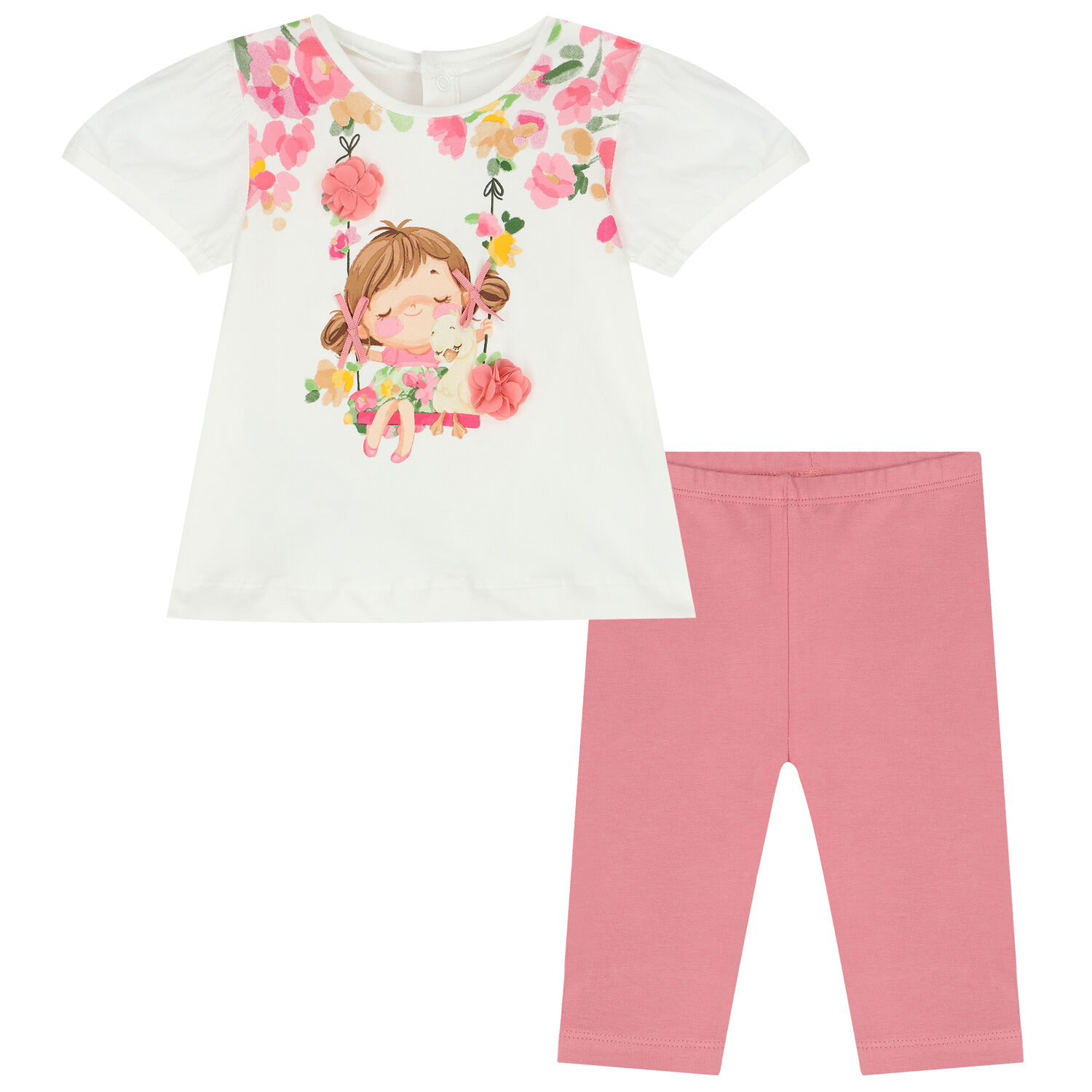 طقم ليغنز بنات باللون الأبيض والوردي, 2, hi-res