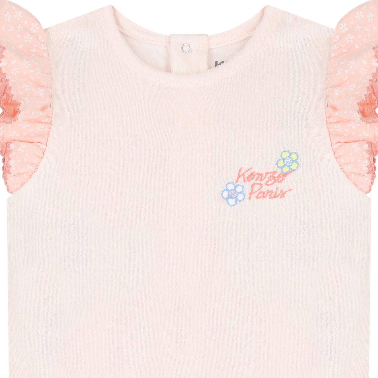 Baby Girls Ivory & Pink Logo Romper, 1, hi-res
