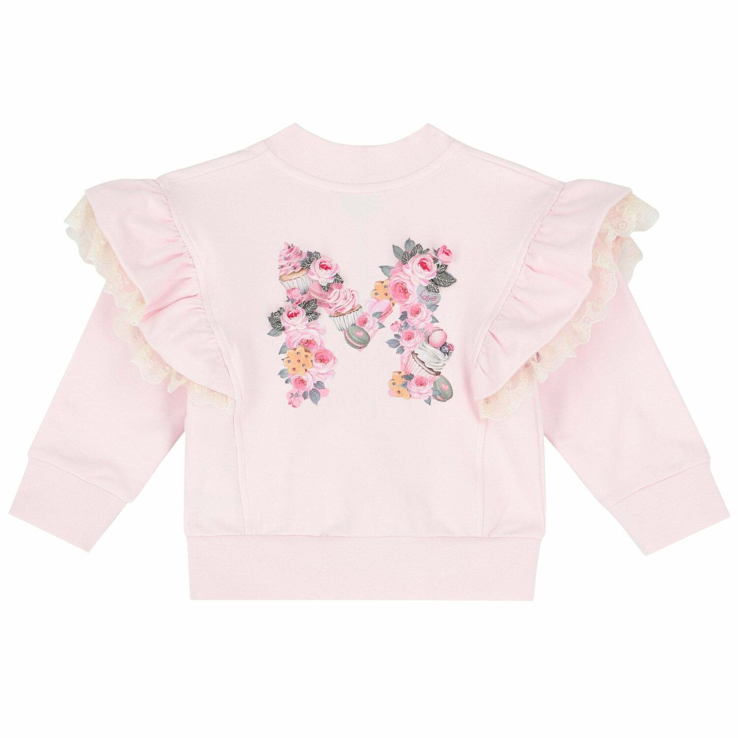 Younger Girls Pink Rose Zip Up Top, 1, hi-res