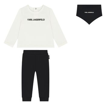 KARL LAGERFELD Younger Boys White & Black Trousers Set, 1 Younger Boys White & Black Trousers Set