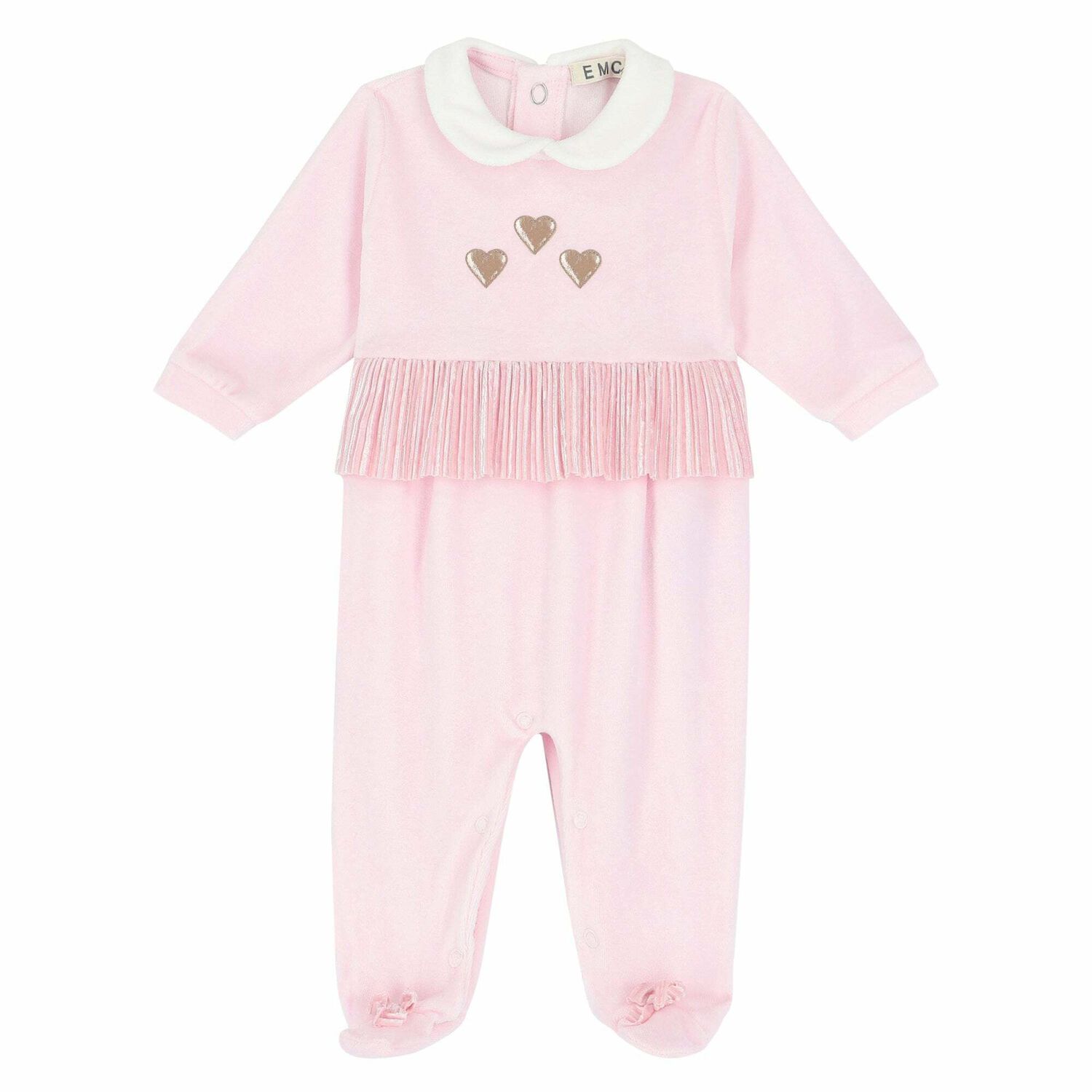 Girls Pink Heart Babygrow, 1, hi-res image number null