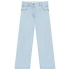 Girls Blue Denim Floral Jeans, 1, hi-res
