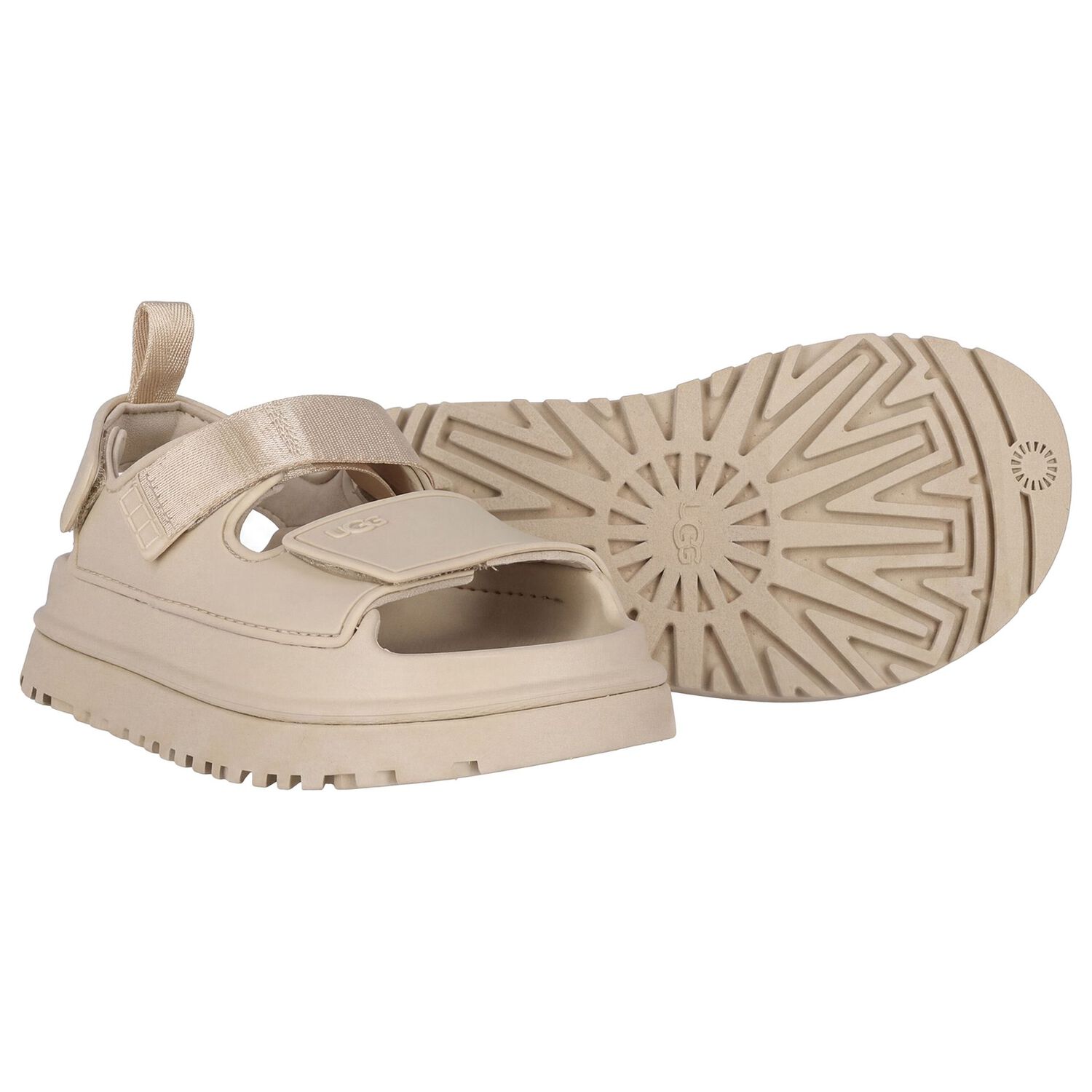 Beige Chunky Logo Sandals , 3, hi-res