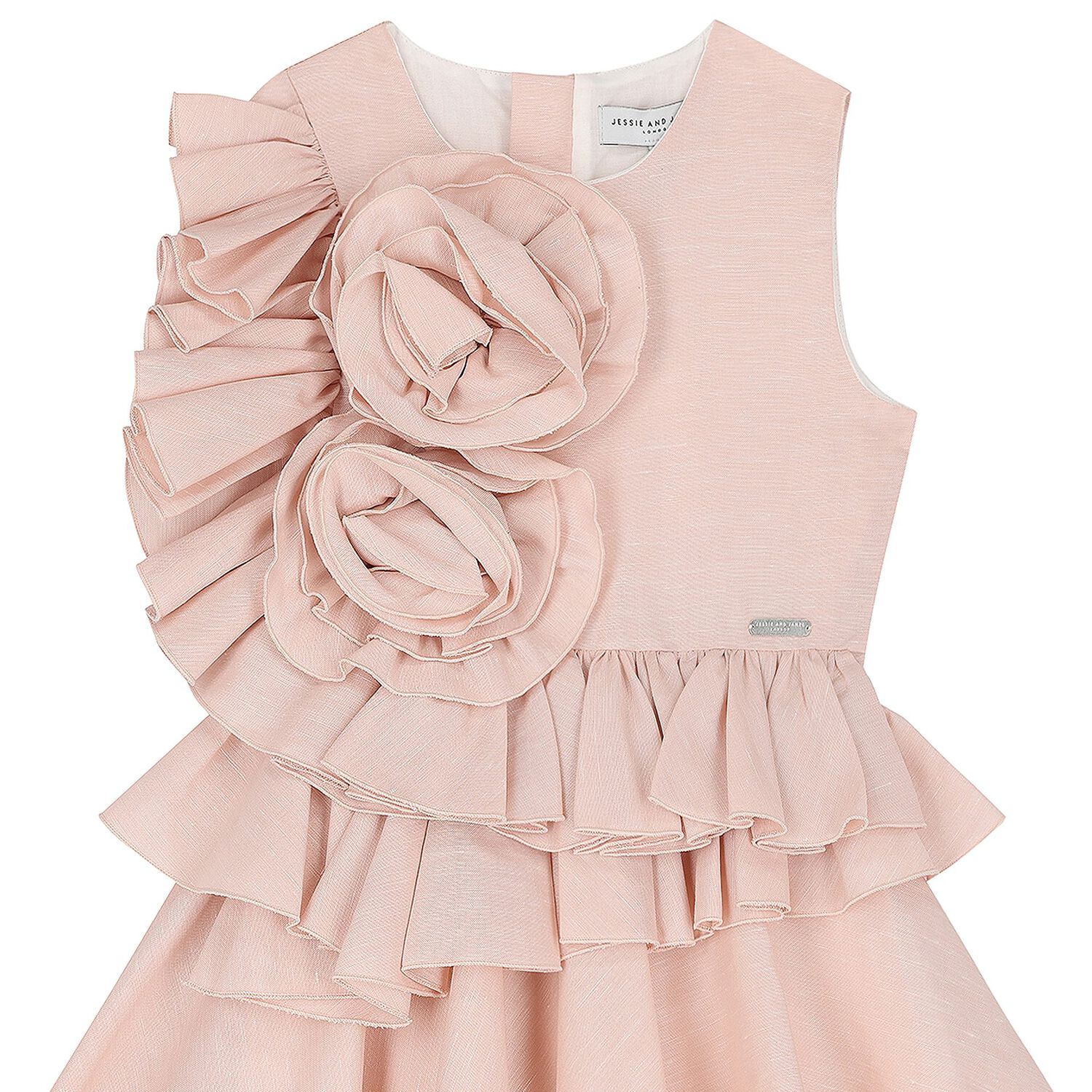 Girls Pink Flower Ruffle Dress, 1, hi-res image number null