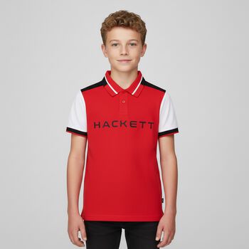 Boys White & Red Logo Polo Shirt