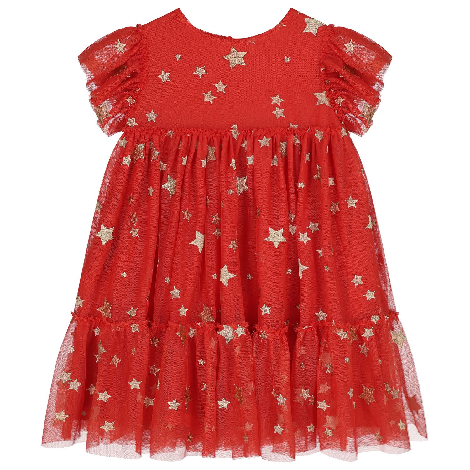 Girls Red Stars Tulle Dress, 1, hi-res