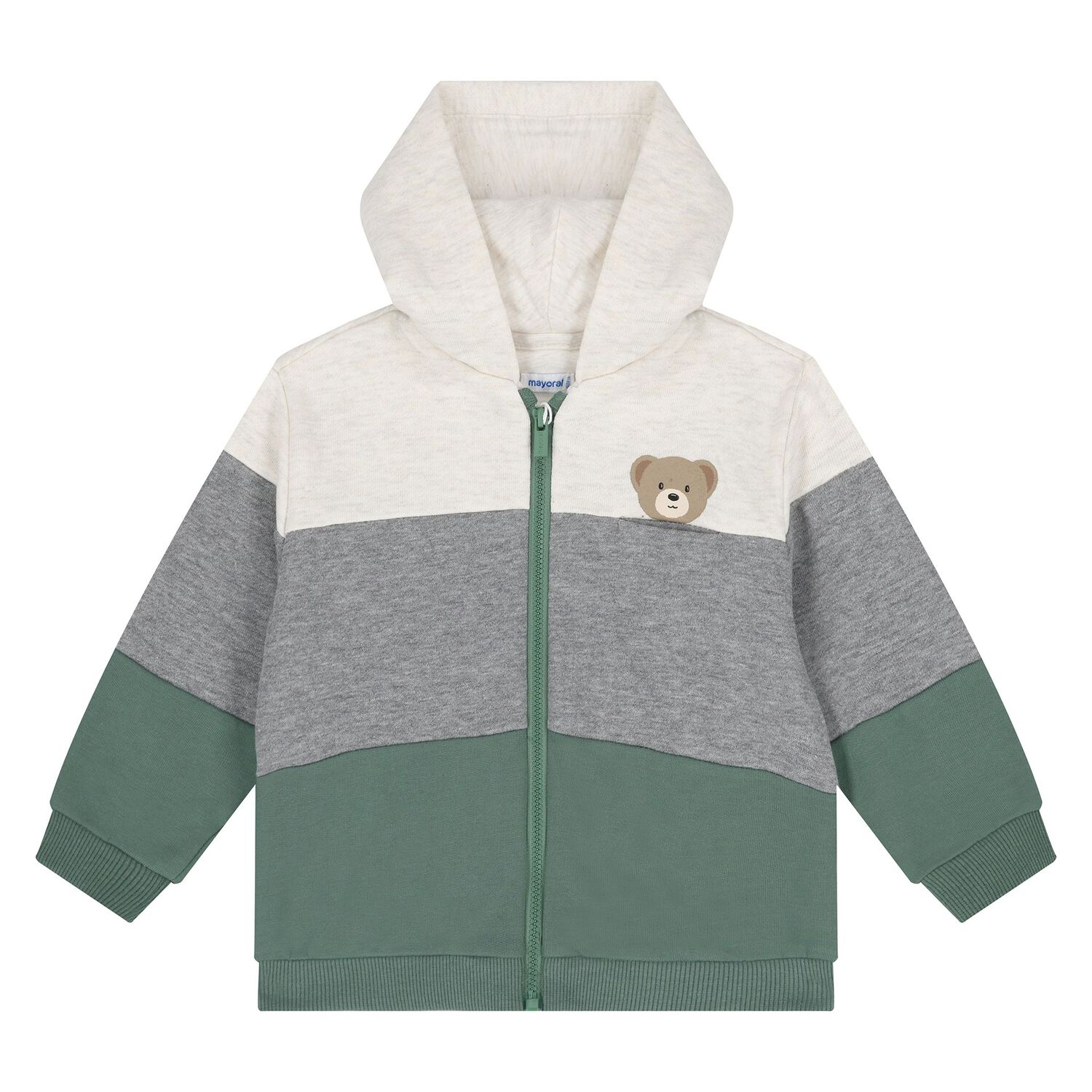 Younger Boys Ivory, Grey & Green 3-Piece Tracksuit, 2, hi-res