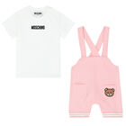 Younger Girls Pink Dungaree Set, 1, hi-res