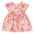 Younger Girls Pink & Orange Floral Dress, 1, hi-res