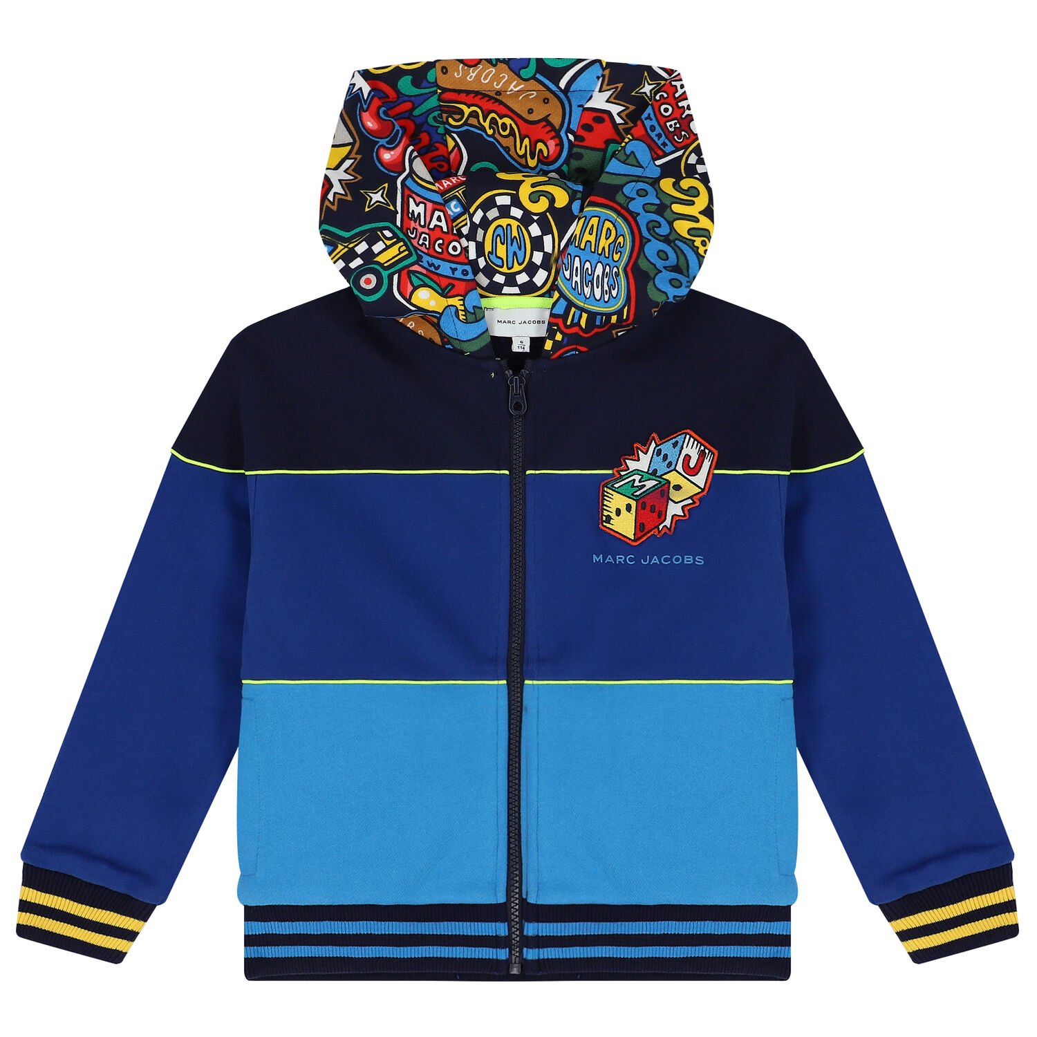 Boys Blue Logo Hooded Zip Up Top, 1, hi-res