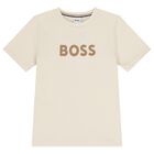 Boys Beige Logo T-Shirt, 1, hi-res