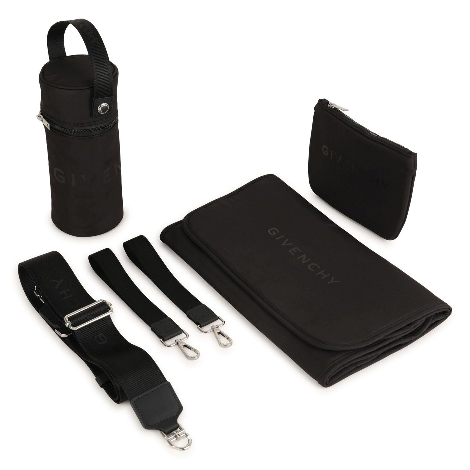 Black Logo Quilted Baby Changing Bag, 1, hi-res image number null