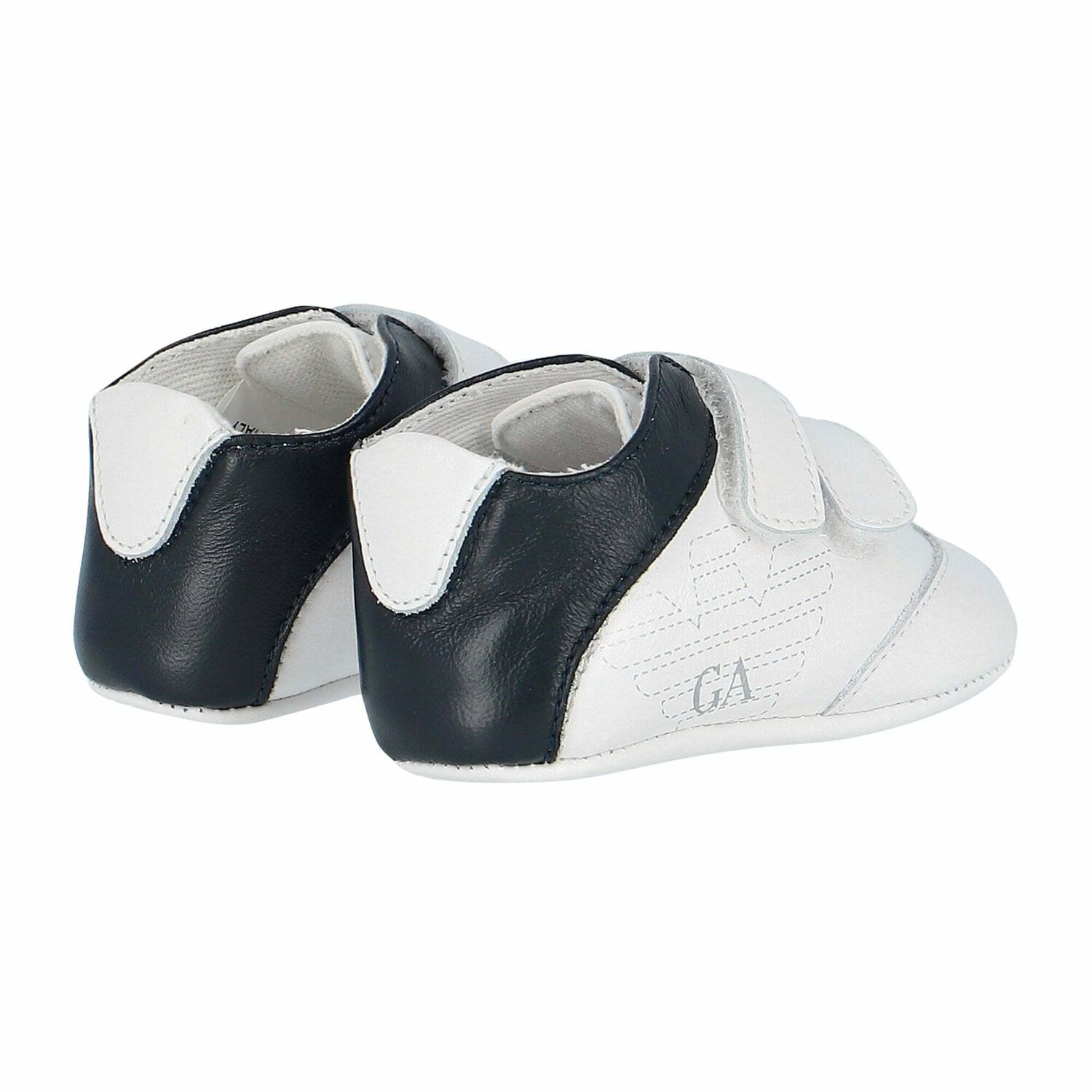 Baby Boys White & Navy Logo Pre Walker Shoes, 1, hi-res