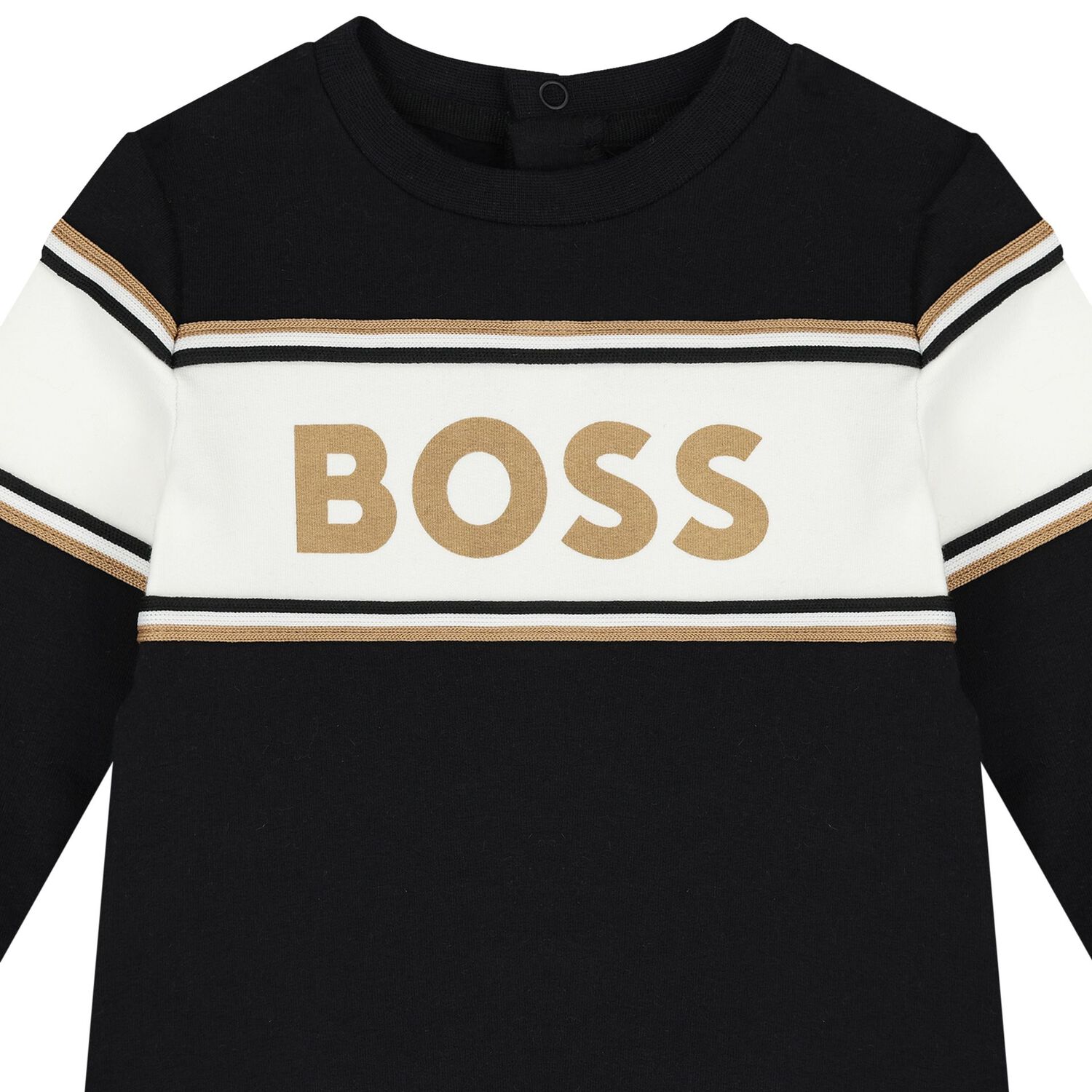 طقم أولاد هدايا أفرول بالشعار باللون الأسود, 1, hi-res