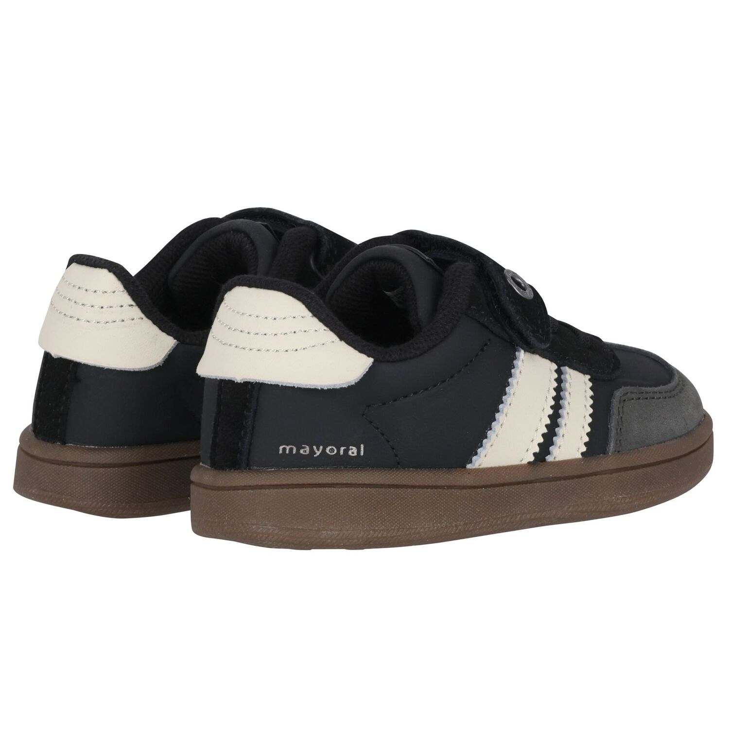 Younger Boys Black & White Trainers, 2, hi-res image number null