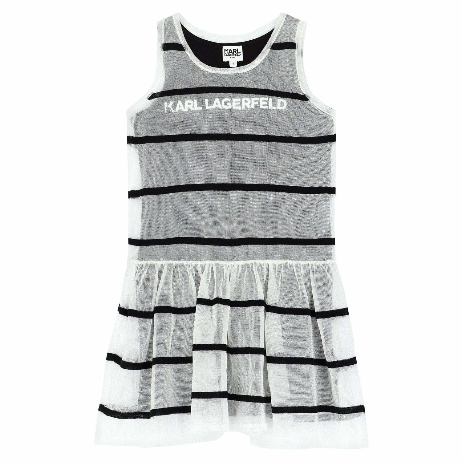 Girls Black & White Logo Dress, 1, hi-res