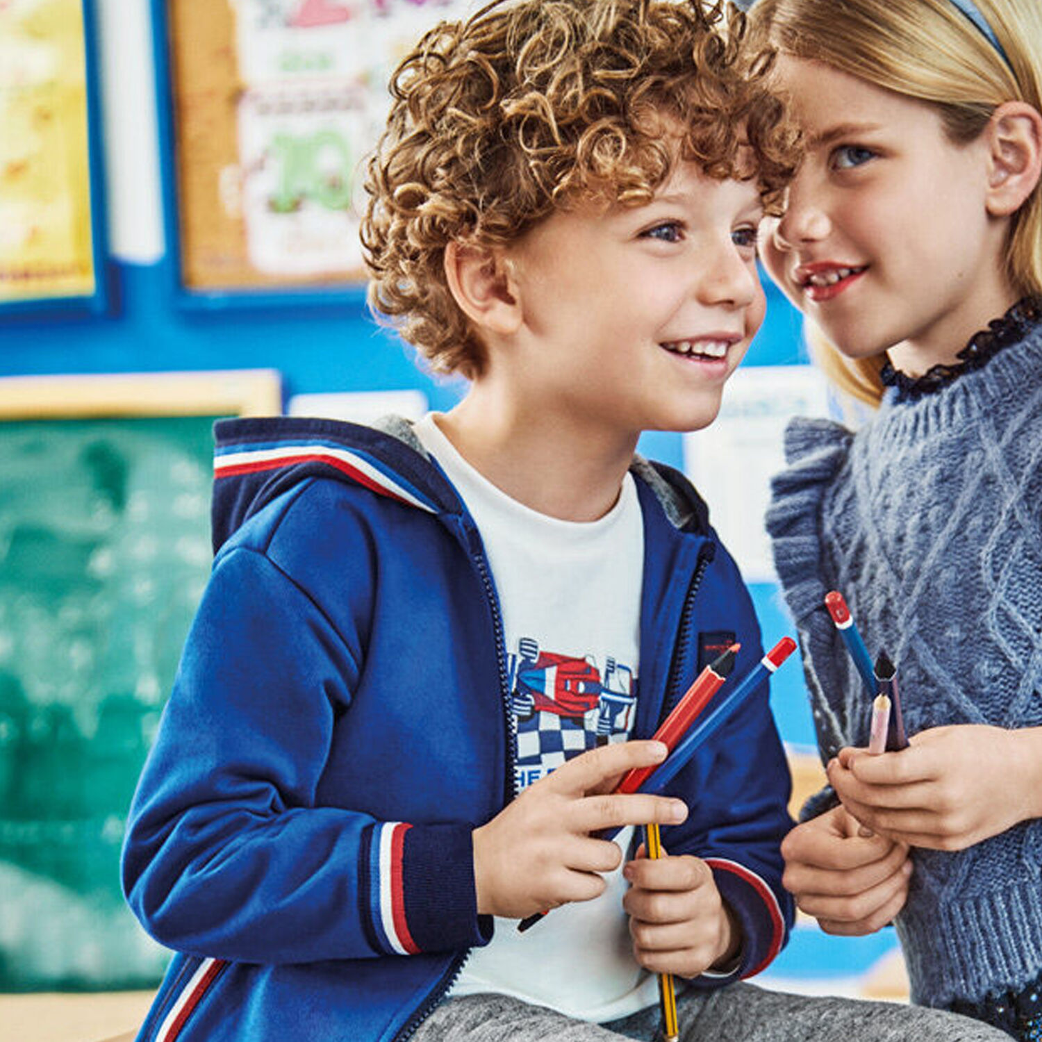 بدلة رياضية أولاد 3 قطع باللون الابيض والازرق والرمادى, 1, hi-res image number null