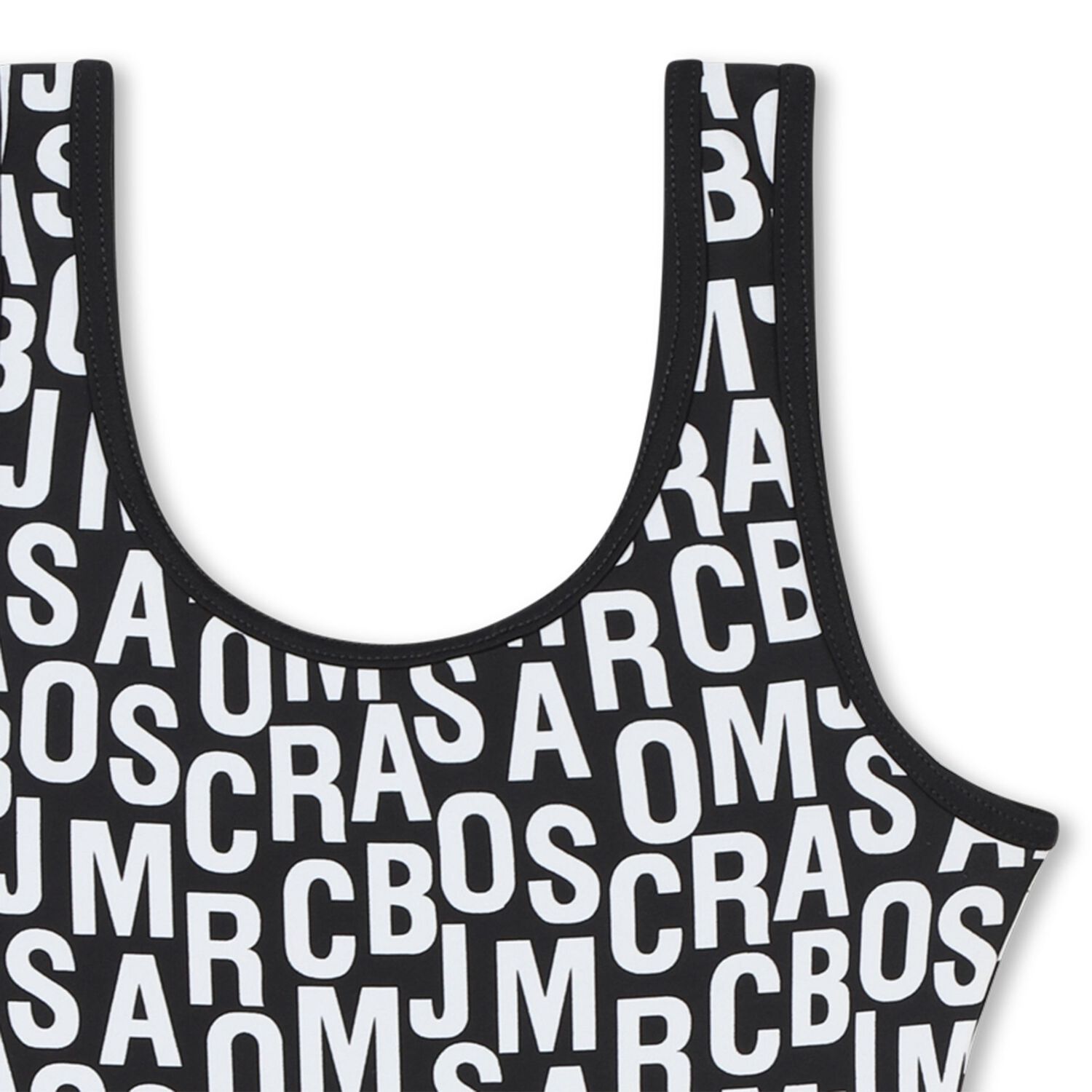 مايوه بنات سباحة بالشعار باللون الأبيض والأسود, 1, hi-res