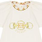 تي شيرت بنات بالشعار باللون العاجي, 1, hi-res