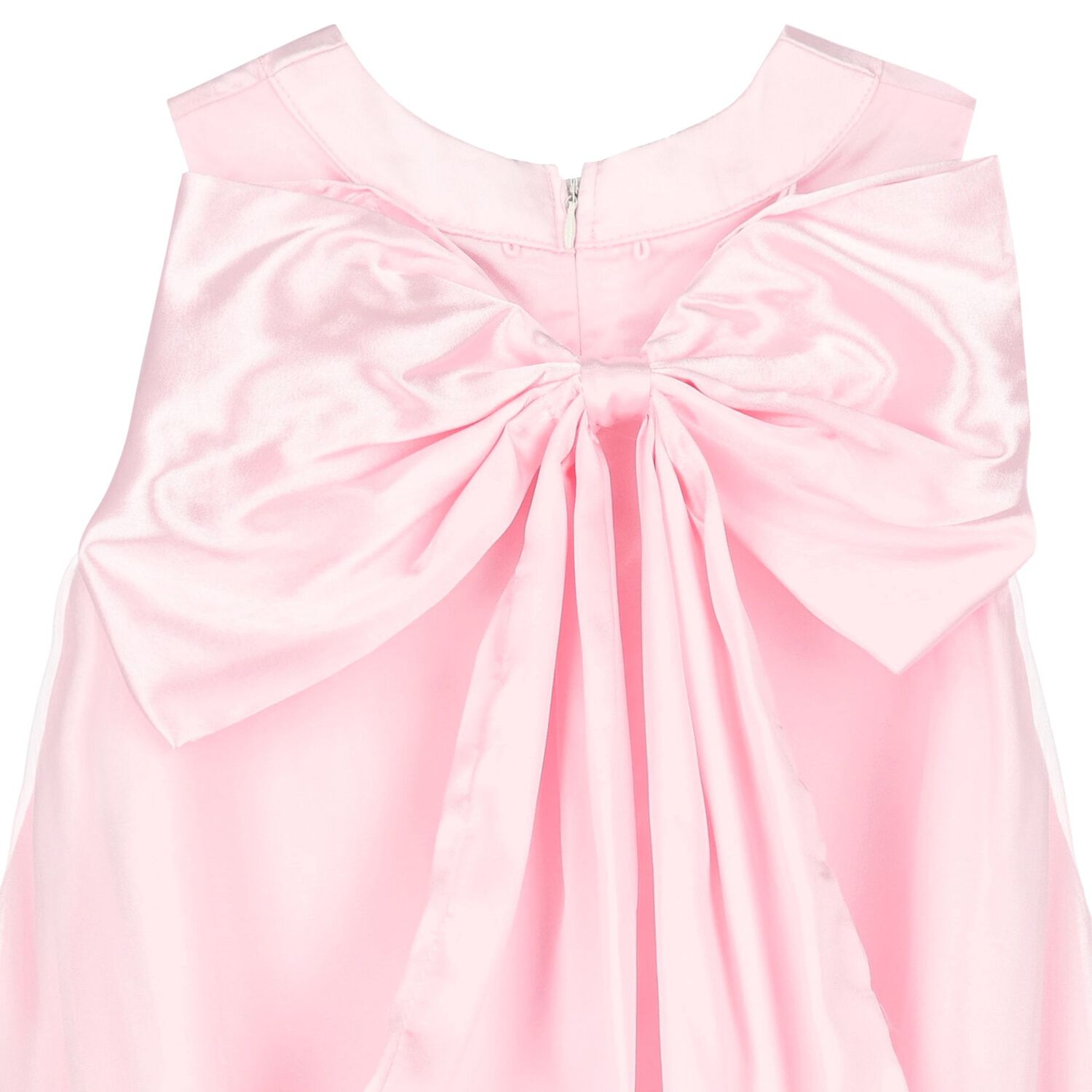 Girls Pink Satin & Tulle Bow Dress, 1, hi-res image number null