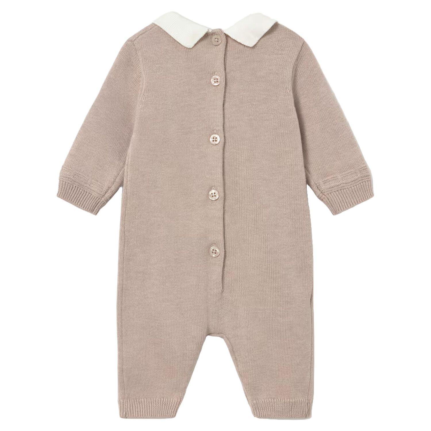 Baby Boys Beige Knitted Romper, 1, hi-res