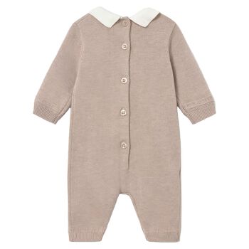 Baby Boys Beige Knitted Romper