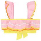 Girls Pink & Yellow Ruffled Bikini, 1, hi-res