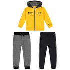 Boys Yellow & Grey 3-Piece Tracksuit, 2, hi-res