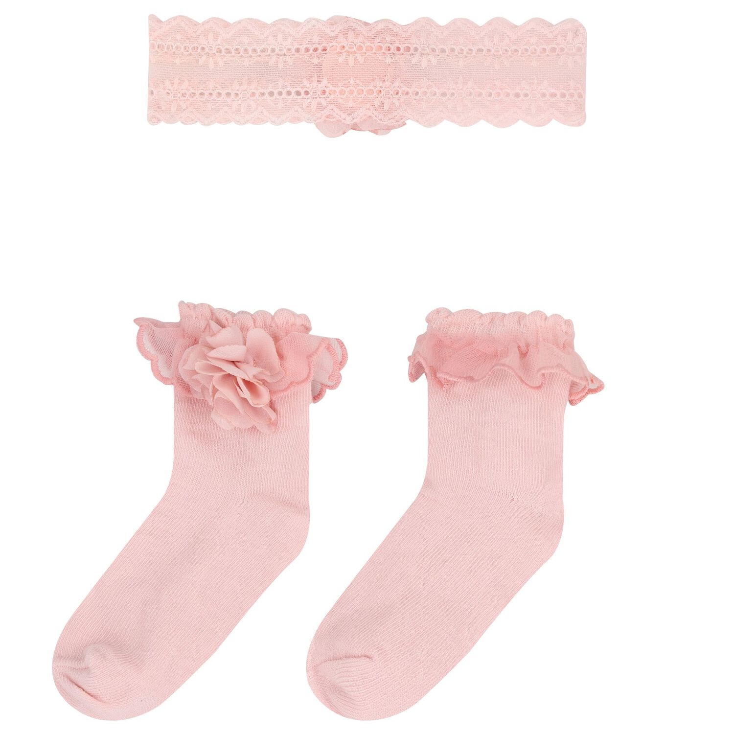 Baby Girls Pink Headband & Socks Set, 3, hi-res