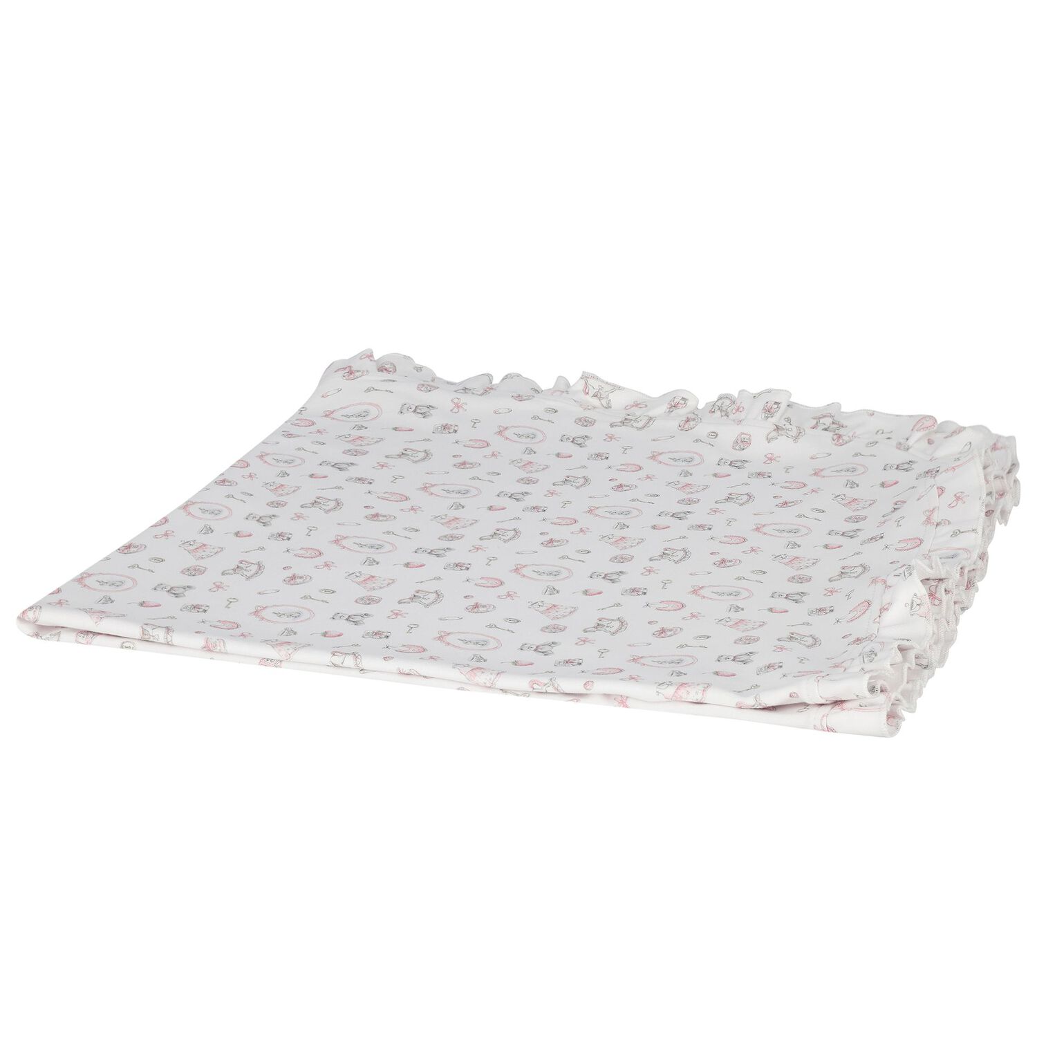 Baby Girls White & Pink Blanket (80cm), 1, hi-res image number null