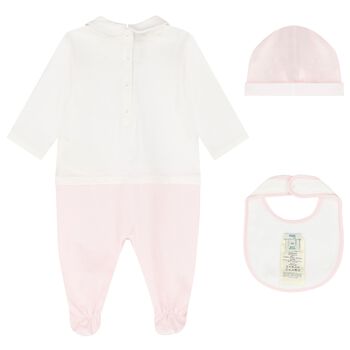 Baby Girls White & Pink Logo Babygrow Gift Set