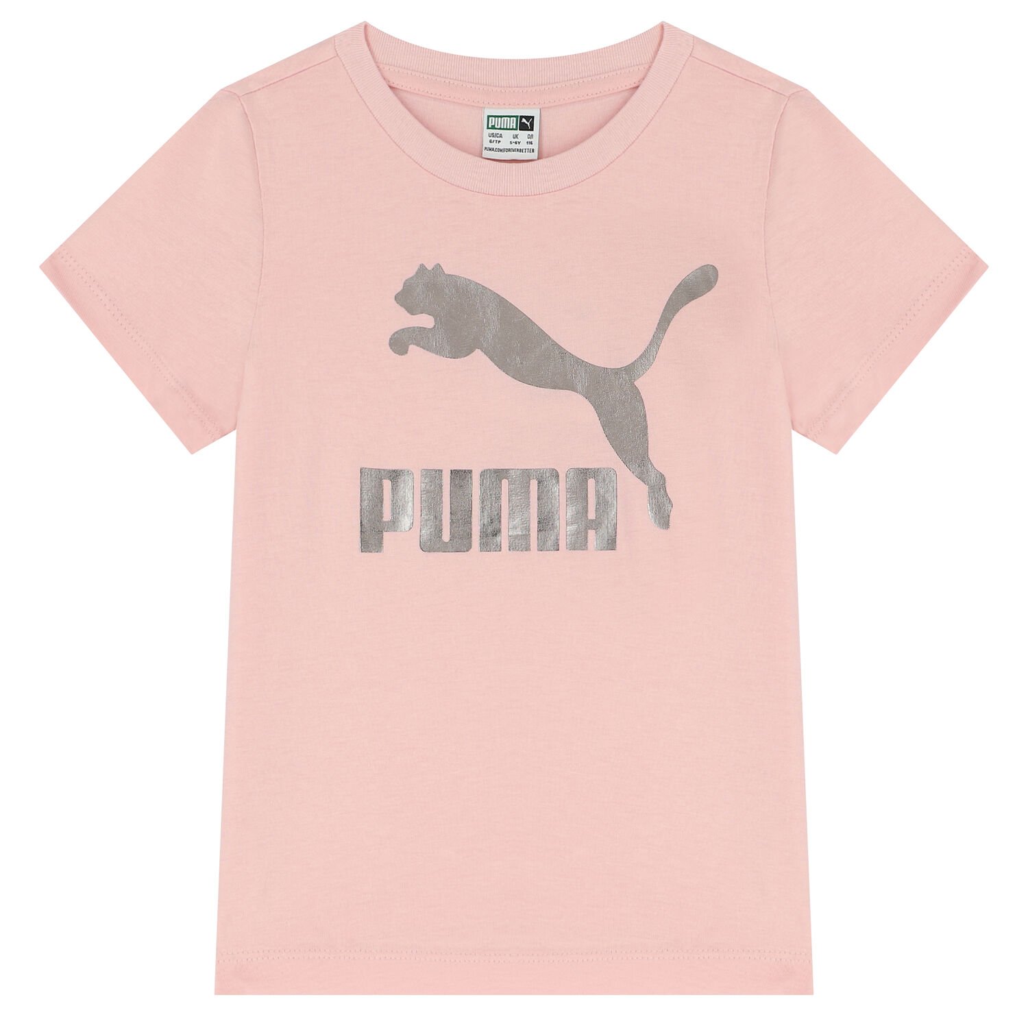 تيشيرت بالشعار باللون الوردي للبنات, 1, hi-res