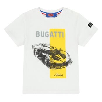 تي شيرت أولاد بالشعار باللون الأبيض