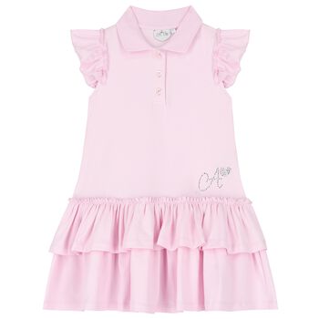 Girls Pink Cotton Frill Tennis Dress