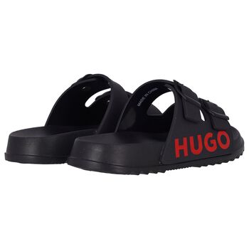 Boys Black Logo Sliders
