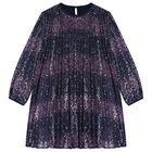 Girls Navy Blue Embellished Pleated Dress, 1, hi-res