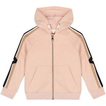 Girls Pink Logo Hooded Zip Up Top