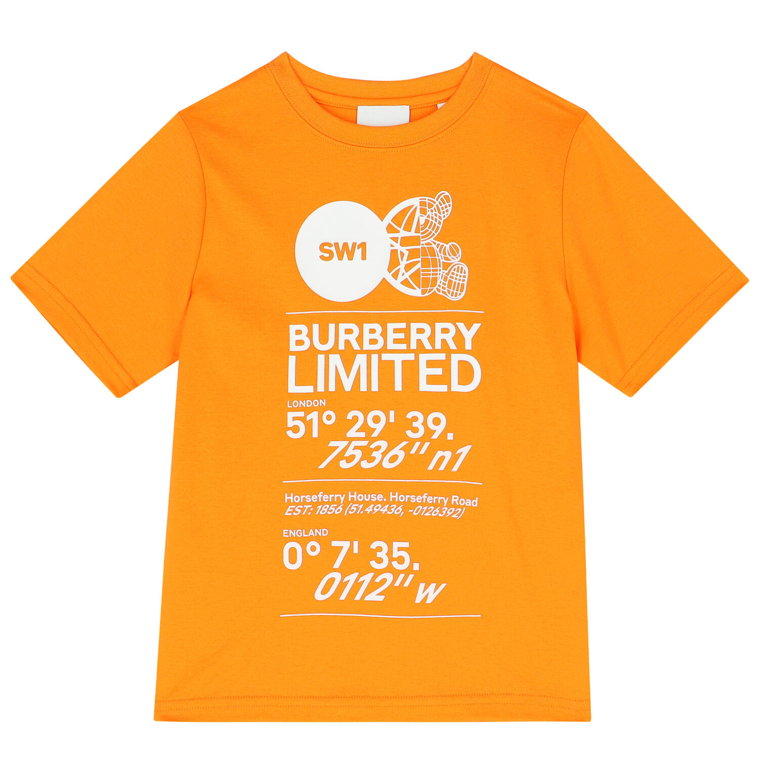 Boys Orange Logo Cotton T-Shirt, 2, hi-res image number null
