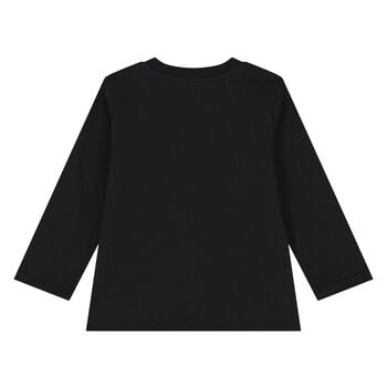 Younger Black Teddy Bear Logo Long Sleeve Top