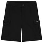 Boys Black Logo Shorts, 1, hi-res