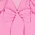 Girls Pink Bow Puff Sleeve Dress, 1, hi-res