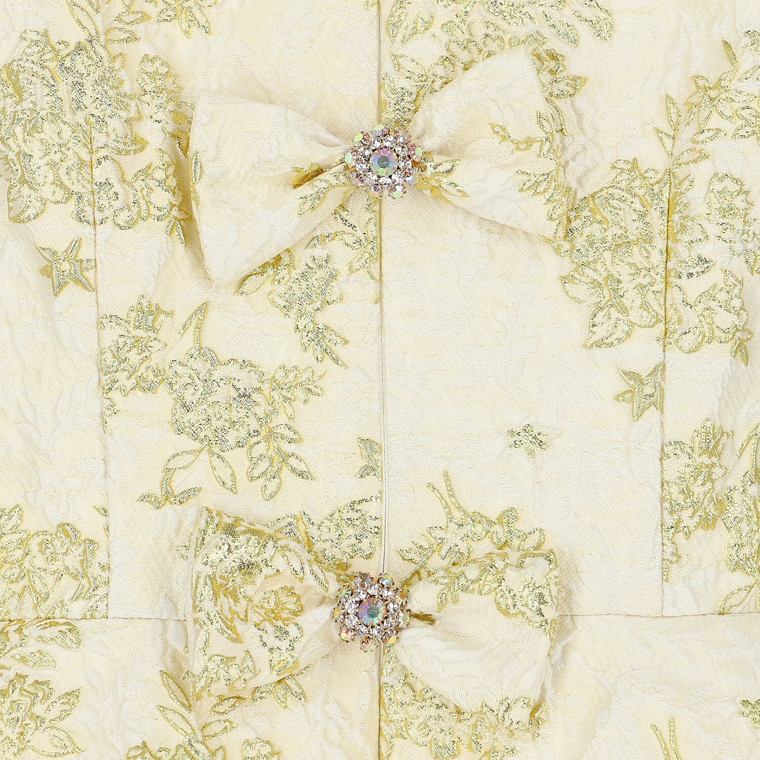 Girls Ivory & Gold Brocade Dress, 1, hi-res image number null