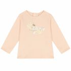 Younger Girls Pale Pink Logo Long Sleeve Top, 1, hi-res