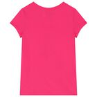 تيشيرت بنات بالشعار باللون الزهرى, 1, hi-res